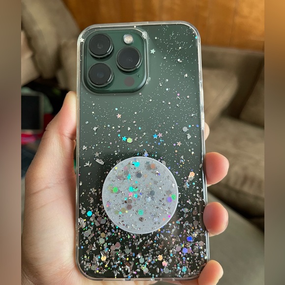 NWOT iPhone 13 / 13 Pro 3D Cute Bling Glitter soft Case w/ Stand Holder Socket - Picture 1 of 10